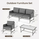 Grey KSLIN™ 5 Seat Patio Sofa with Marble Table