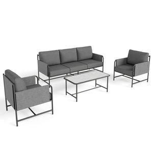 Grey KSLIN™ 5 Seat Patio Sofa with Marble Table