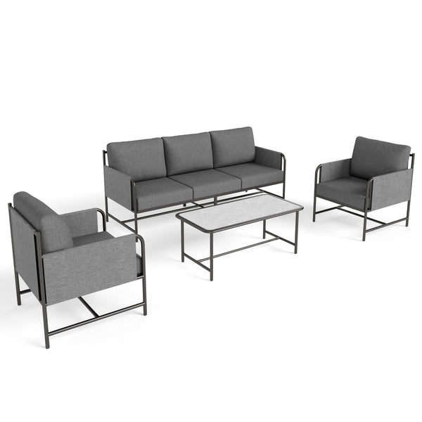Grey KSLIN™ 5 Seat Patio Sofa with Marble Table