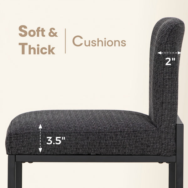 24 Inch Counter Height Bar Stool Chenille Upholstered with Backrest- Set of 4