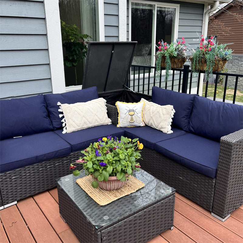 Phi Villa 4-Seater Outdoor Wicker Sectional Sofa Set With Cushions