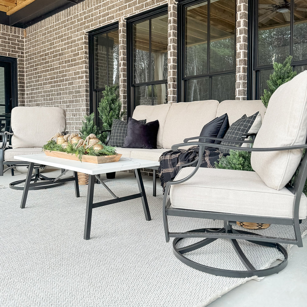 Phi Villa 5-Seat Outdoor Steel Conversation Sofa Set With Coffee Table