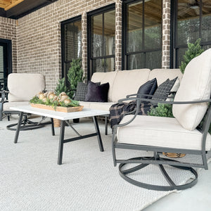 5-Seater Patio Metal Diamond Sofa Set with Coffee Table
