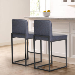 24 Inch Counter Height PU Leather Bar Stool with Backrest