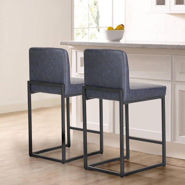 24 Inch Counter Height PU Leather Bar Stool with Backrest