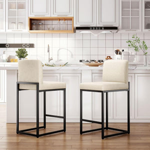 24 Inch Counter Height PU Leather Bar Stool with Backrest