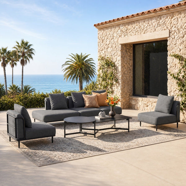 Marfa Oversized Modular Patio Sofa with Nesting Table