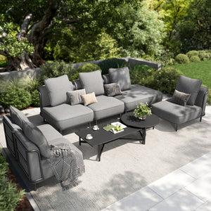 Marfa Oversized Modular Patio Sofa with Nesting Table