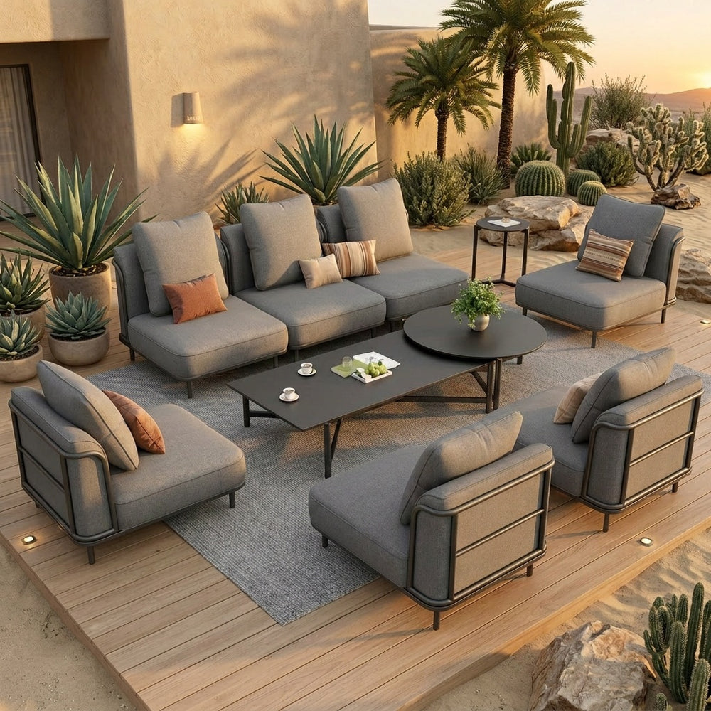 Marfa Oversized Modular Patio Sofa with Nesting Table