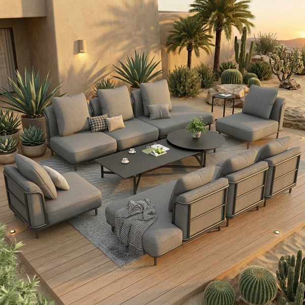 Marfa Oversized Modular Patio Sofa with Nesting Table