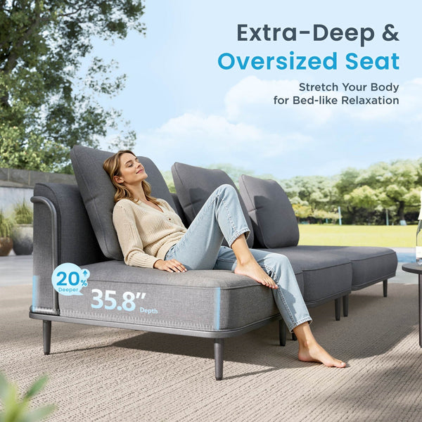 Marfa Oversized Modular Patio Sofa with Nesting Table