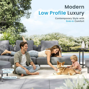 Marfa Oversized Modular Patio Sofa with Nesting Table