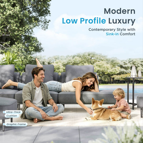 Marfa Oversized Modular Patio Sofa with Nesting Table