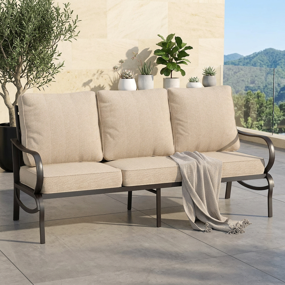 Patio Metal Loveseat-Add-On Piece for Wave Sofa Set
