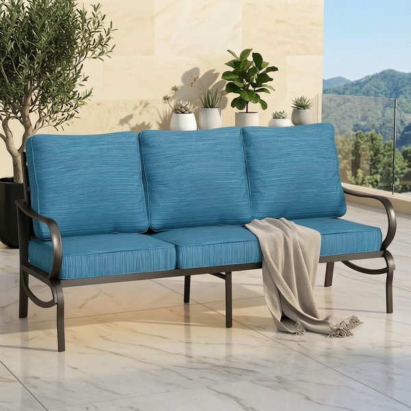 Patio Metal Loveseat-Add-On Couch for Wave Sofa Set