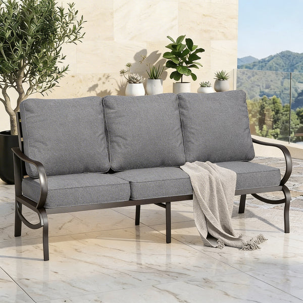 Patio Metal Loveseat-Add-On Couch for Wave Sofa Set