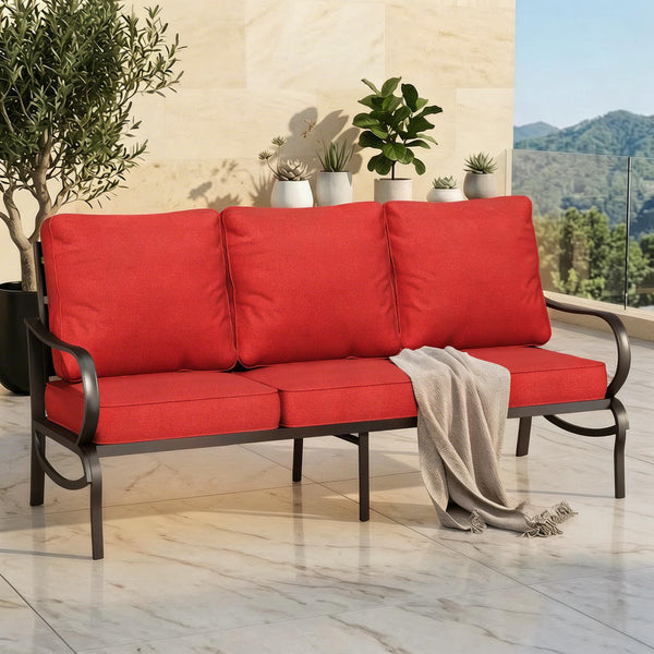 Patio Metal Loveseat-Add-On Couch for Wave Sofa Set