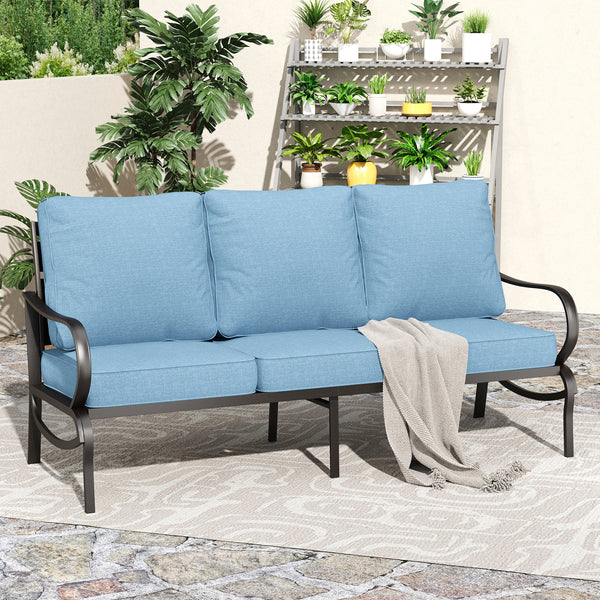 Patio Metal Loveseat-Add-On Couch for Wave Sofa Set