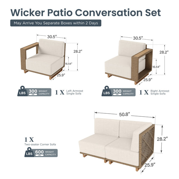 Catalina Modern L-Shaped Patio Modular Sectional Rattan Sofa Set