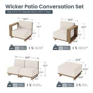 Catalina Modern L-Shaped Patio Modular Sectional Rattan Sofa Set