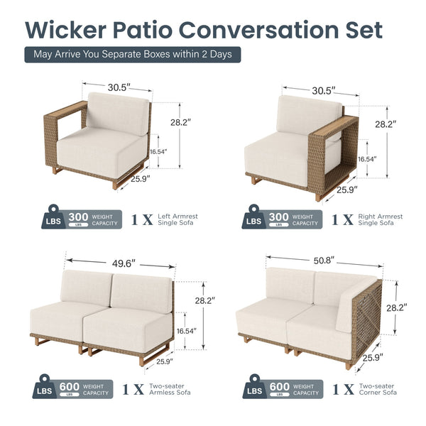 Catalina Modern L-Shaped Patio Modular Sectional Rattan Sofa Set