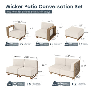 Catalina Modern L-Shaped Patio Modular Sectional Rattan Sofa Set