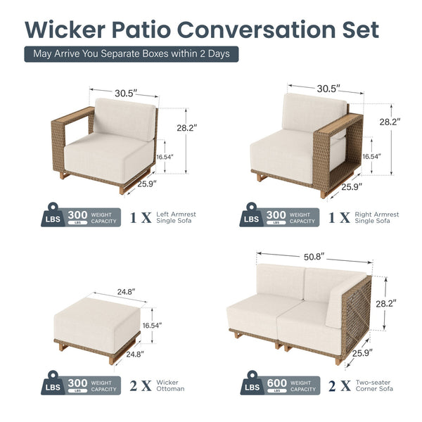 Catalina Modern L-Shaped Patio Modular Sectional Rattan Sofa Set