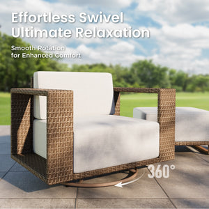 Catalina Modern Swivel Rattan Patio Conversation Sofa Set