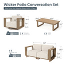 Modern Swivel Rattan Patio Conversation Sofa Set