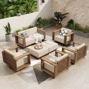 Catalina Modern Swivel Rattan Patio Sofa Set