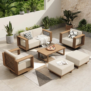Catalina Modern Swivel Rattan Patio Sofa Set
