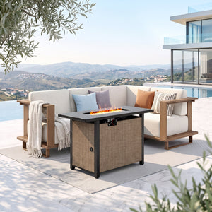 Solana  HDPE Patio Modular Sectional Rattan Sofa with Fire Pit