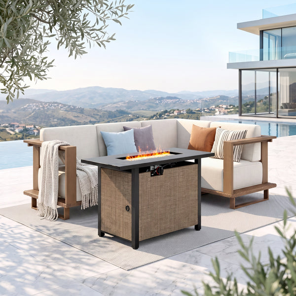 Solana  HDPE Patio Modular Sectional Rattan Sofa with Fire Pit