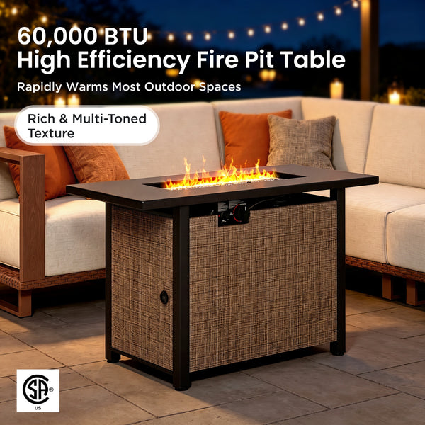 Solana  HDPE Patio Modular Sectional Rattan Sofa with Fire Pit