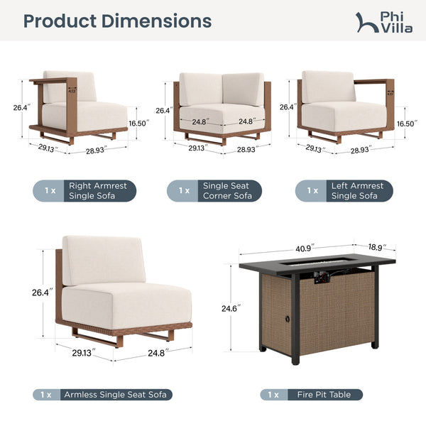 Solana  HDPE Patio Modular Sectional Rattan Sofa with Fire Pit