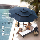 PHI VILLA 10ft 3 Tier Auto-tilt Patio Umbrella Outdoor Double Vented Umbrella