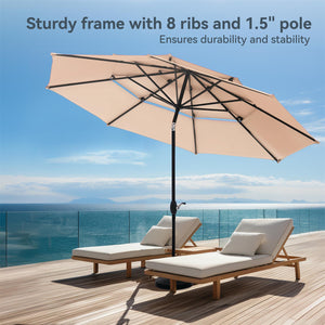 10ft 3 Tier Auto-tilt Patio Umbrella Outdoor Double Vented Umbrella