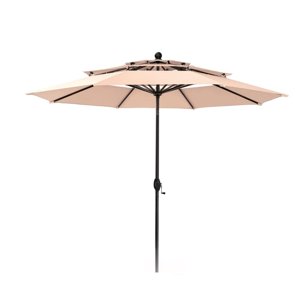 10ft 3 Tier Auto-tilt Patio Umbrella Outdoor Double Vented Umbrella