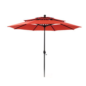 10ft 3 Tier Auto-tilt Patio Umbrella Outdoor Double Vented Umbrella