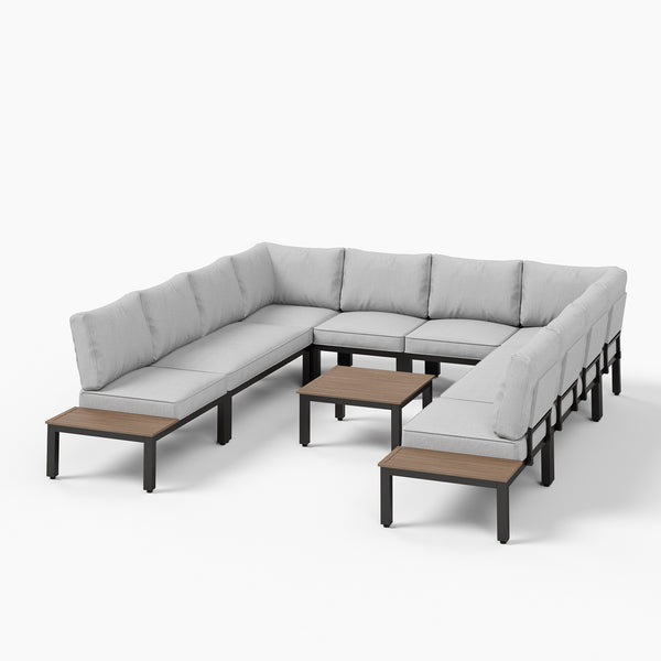 6 Seater Outdoor Couch Modern L-Shaped Sectional Sofa Set