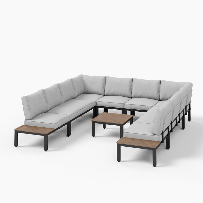 Phi Villa 6 Seater Outdoor Couch Modern Sectional Sofa With  Cushions