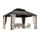 PHI VILLA 12' X 14'Outdoor Hardtop Gazebo with Galvanized Steel Roof and Mosquito Net