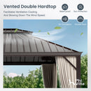 PHI VILLA 10' X 12'Outdoor Hardtop Gazebo with Galvanized Steel Roof and Mosquito Net