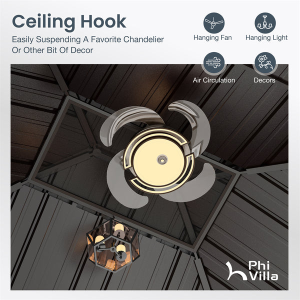 PHI VILLA 10' X 12'Outdoor Hardtop Gazebo with Galvanized Steel Roof and Mosquito Net