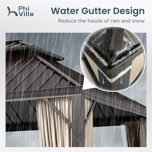 14'x20' Outdoor Hardtop Gazebo with Galvanized Steel Roof and Mosquito Net