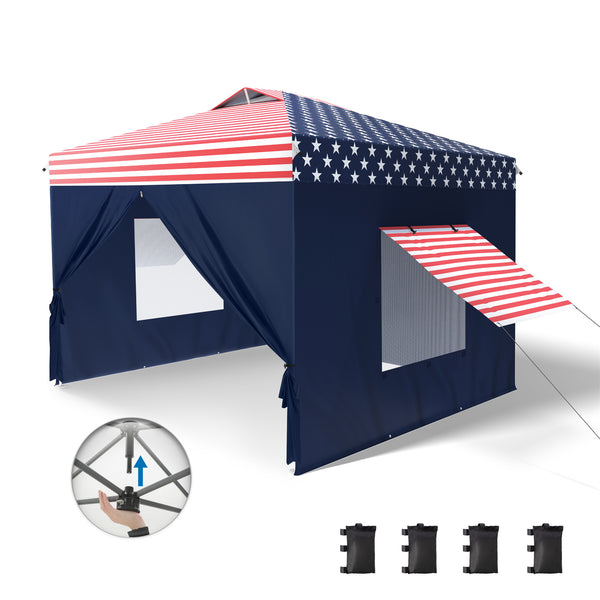 10'x10' Pop Up Canopy Tent with Sidewall 4 in 1 Outdoor Gazebo