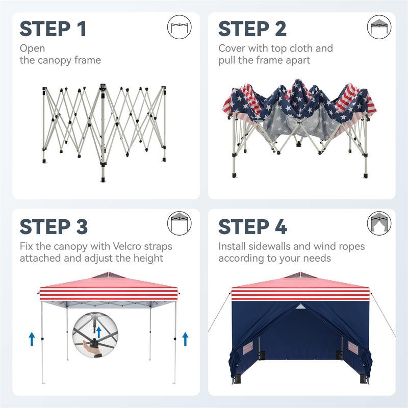 Phi Villa 10’ x 10’ Pop Up Canopy Tent with Sidewall 4 in 1 Outdoor Patio Gazebo
