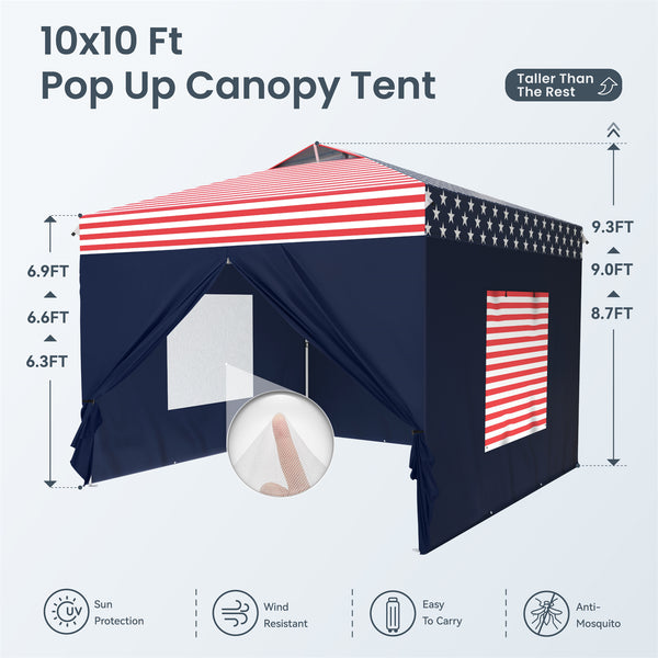 10'x10' Pop Up Canopy Tent with Sidewall 4 in 1 Outdoor Gazebo