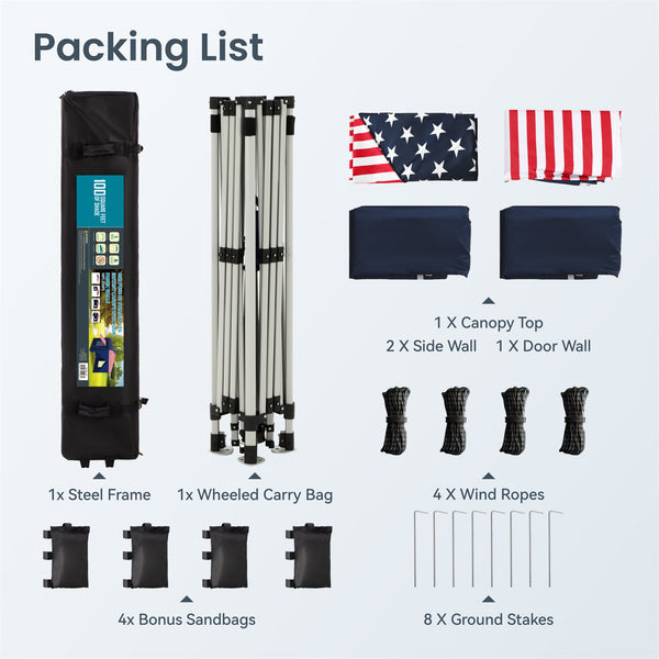 10'x10' Pop Up Canopy Tent with Sidewall 4 in 1 Outdoor Gazebo