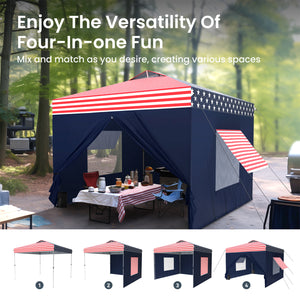 10'x10' Pop Up Canopy Tent with Sidewall 4 in 1 Outdoor Gazebo